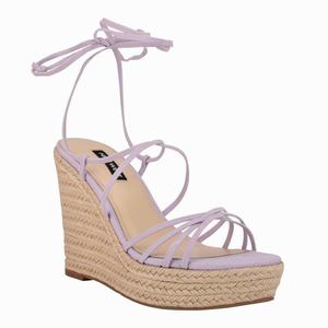 Nine West Havefun Ankle Wrap Espadrille Wedge Sandals - Light Purple - Ireland (VH4375268)